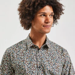Chemise Slim Imprimé Fleur Coton Biologique -Magasin De Vêtements De Mode 1004257 12527 V4