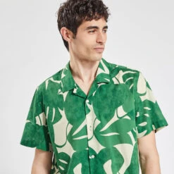 Chemisette Hawaïenne Regular Feuilles Coton Biolog -Magasin De Vêtements De Mode 1004456 16600 V4