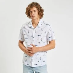 Chemisette Regular Imprimé Paysages Coton Flammé