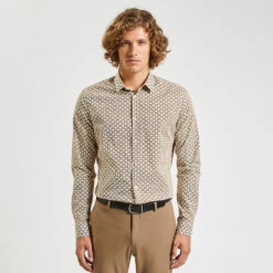 Chemise Slim Imprimé Géométrique Coton Biologique