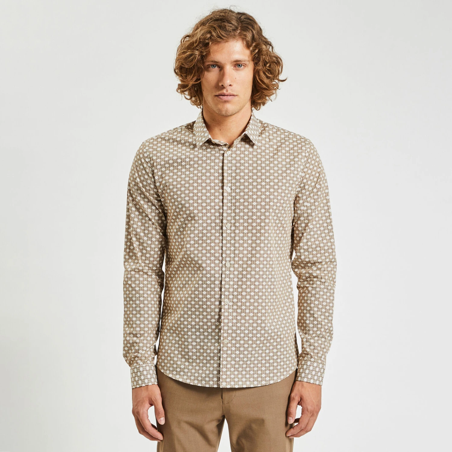 Chemise Slim Imprimé Géométrique Coton Biologique 4 Chemise Slim Imprimé Géométrique Coton Biologique – Image 4