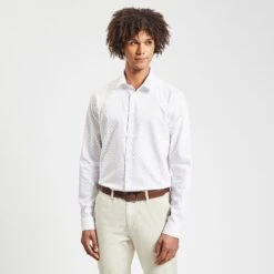 Chemise Slim Micro Imprimé Coton Dobby