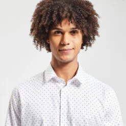 Chemise Slim Micro Imprimé Coton Dobby -Magasin De Vêtements De Mode 1004543 10000 V4