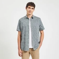 Chemisette Slim Imprimé Géométrique Coton Stretch