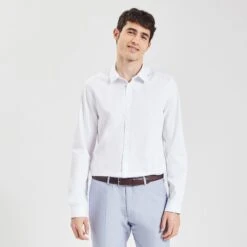 Chemise Slim Unie Stay Black/white Coton