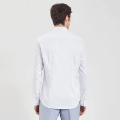 Chemise Slim Unie Stay Black/white Coton -Magasin De Vêtements De Mode 720130 9010 V3