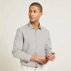 Chemise Slim Unie Coton Biologique Stretch