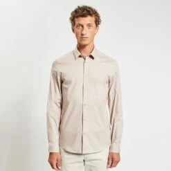 Chemise Slim Unie Coton Biologique Stretch -Magasin De Vêtements De Mode 726637 10101 V2