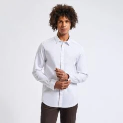 Chemise Slim Unie Coton Satin