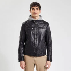 Blouson Cuir Col Biker -Magasin De Vêtements De Mode 728694 9020 V2