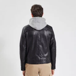 Blouson Cuir Col Biker -Magasin De Vêtements De Mode 728694 9020 V3