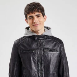 Blouson Cuir Col Biker -Magasin De Vêtements De Mode 728694 9020 V4